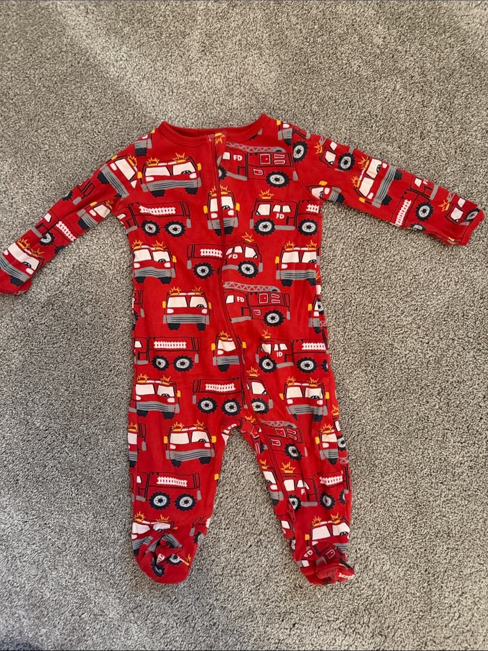 wonder nation Red Fire Truck Footed One-Piece Pajama